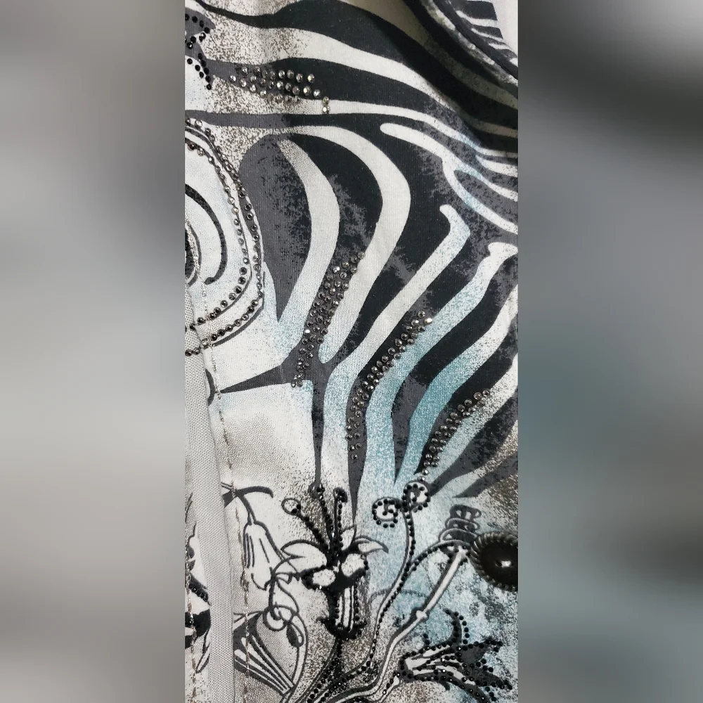 XL Bagutti Collection Women’s Blazer Jacket Abstract Animal Print Button Front - Picture 11 of 15